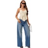 image:imageLYANER Womens Halter V Neck Peplum Cami Tie Knot Front Ruffle Sleeveless Going Out Slim Fit TopsBeige