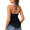 image:imageLYANER Womens Halter V Neck Peplum Cami Tie Knot Front Ruffle Sleeveless Going Out Slim Fit TopsBlack