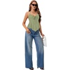 image:imageLYANER Womens Halter V Neck Peplum Cami Tie Knot Front Ruffle Sleeveless Going Out Slim Fit TopsLight Army Green