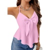 image:imageLYANER Womens Halter V Neck Peplum Cami Tie Knot Front Ruffle Sleeveless Going Out Slim Fit TopsLight Pink