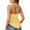 image:imageLYANER Womens Halter V Neck Peplum Cami Tie Knot Front Ruffle Sleeveless Going Out Slim Fit TopsLight Yellow