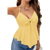 image:imageLYANER Womens Halter V Neck Peplum Cami Tie Knot Front Ruffle Sleeveless Going Out Slim Fit TopsLight Yellow