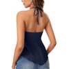 image:imageLYANER Womens Halter V Neck Peplum Cami Tie Knot Front Ruffle Sleeveless Going Out Slim Fit TopsNavy Blue