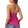image:imageLYANER Womens Halter V Neck Peplum Cami Tie Knot Front Ruffle Sleeveless Going Out Slim Fit TopsRose Pink