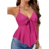 image:imageLYANER Womens Halter V Neck Peplum Cami Tie Knot Front Ruffle Sleeveless Going Out Slim Fit TopsRose Pink