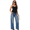 image:imageLYANER Womens Halter V Neck Peplum Cami Tie Knot Front Ruffle Sleeveless Going Out Slim Fit TopsSolid Black