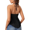 image:imageLYANER Womens Halter V Neck Peplum Cami Tie Knot Front Ruffle Sleeveless Going Out Slim Fit TopsSolid Black