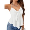 image:imageLYANER Womens Halter V Neck Peplum Cami Tie Knot Front Ruffle Sleeveless Going Out Slim Fit TopsWhite