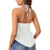 image:imageLYANER Womens Halter V Neck Peplum Cami Tie Knot Front Ruffle Sleeveless Going Out Slim Fit TopsWhite