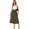 image:imageLYANER Womens High Elastic Waist Pleated Flare A Line Midi Skirt with Pockets Army Green XXLarge