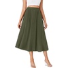 image:imageLYANER Womens High Elastic Waist Pleated Flare A Line Midi Skirt with Pockets Army Green XXLarge