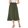 image:imageLYANER Womens High Elastic Waist Pleated Flare A Line Midi Skirt with Pockets Army Green XXLarge