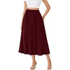 image:imageLYANER Womens High Elastic Waist Pleated Flare A Line Midi Skirt with Pockets Coffee Medium