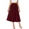 image:imageLYANER Womens High Elastic Waist Pleated Flare A Line Midi Skirt with Pockets Coffee Medium