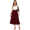 image:imageLYANER Womens High Elastic Waist Pleated Flare A Line Midi Skirt with Pockets Coffee Medium