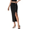 image:imageLYANER Womens High Waist Long Pencil Skirt Side Split Bodycon Party Club Night Out Midi Skirts Black XLarge
