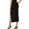 image:imageLYANER Womens High Waist Long Pencil Skirt Side Split Bodycon Party Club Night Out Midi Skirts Black XLarge
