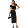 image:imageLYANER Womens High Waist Long Pencil Skirt Side Split Bodycon Party Club Night Out Midi Skirts Black XLarge