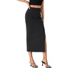 image:imageLYANER Womens High Waist Long Pencil Skirt Side Split Bodycon Party Club Night Out Midi SkirtsSolid Black