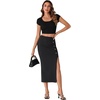 image:imageLYANER Womens High Waist Long Pencil Skirt Side Split Bodycon Party Club Night Out Midi SkirtsSolid Black