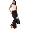 image:imageLYANER Womens High Waist Ruched Split Solid Pencil Long Maxi Skirt with Flap Pockets Black Small