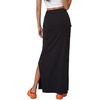 image:imageLYANER Womens High Waist Ruched Split Solid Pencil Long Maxi Skirt with Flap Pockets Black XLarge