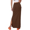image:imageLYANER Womens High Waisted Bodycon Maxi Skirt Ruched Side Split Pencil Long Skirt with Flap PocketsDark Brown