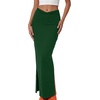 image:imageLYANER Womens High Waisted Bodycon Maxi Skirt Ruched Side Split Pencil Long Skirt with Flap PocketsDark Green