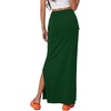 image:imageLYANER Womens High Waisted Bodycon Maxi Skirt Ruched Side Split Pencil Long Skirt with Flap PocketsDark Green