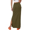 image:imageLYANER Womens High Waisted Bodycon Maxi Skirt Ruched Side Split Pencil Long Skirt with Flap PocketsPure Army Green