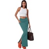 image:imageLYANER Womens High Waisted Bodycon Maxi Skirt Ruched Side Split Pencil Long Skirt with Flap PocketsPure Bean Green