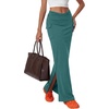 image:imageLYANER Womens High Waisted Bodycon Maxi Skirt Ruched Side Split Pencil Long Skirt with Flap PocketsPure Bean Green