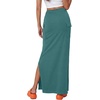 image:imageLYANER Womens High Waisted Bodycon Maxi Skirt Ruched Side Split Pencil Long Skirt with Flap PocketsPure Bean Green