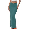 image:imageLYANER Womens High Waisted Bodycon Maxi Skirt Ruched Side Split Pencil Long Skirt with Flap PocketsPure Bean Green