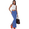 image:imageLYANER Womens High Waisted Bodycon Maxi Skirt Ruched Side Split Pencil Long Skirt with Flap PocketsPure Cowboy Blue