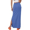 image:imageLYANER Womens High Waisted Bodycon Maxi Skirt Ruched Side Split Pencil Long Skirt with Flap PocketsPure Cowboy Blue