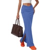 image:imageLYANER Womens High Waisted Bodycon Maxi Skirt Ruched Side Split Pencil Long Skirt with Flap PocketsPure Cowboy Blue