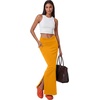 image:imageLYANER Womens High Waisted Bodycon Maxi Skirt Ruched Side Split Pencil Long Skirt with Flap PocketsPure Orange
