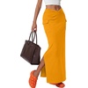 image:imageLYANER Womens High Waisted Bodycon Maxi Skirt Ruched Side Split Pencil Long Skirt with Flap PocketsPure Orange