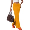 image:imageLYANER Womens High Waisted Bodycon Maxi Skirt Ruched Side Split Pencil Long Skirt with Flap PocketsPure Orange