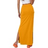 image:imageLYANER Womens High Waisted Bodycon Maxi Skirt Ruched Side Split Pencil Long Skirt with Flap PocketsPure Orange