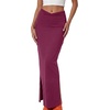 image:imageLYANER Womens High Waisted Bodycon Maxi Skirt Ruched Side Split Pencil Long Skirt with Flap PocketsPure Plum Purple