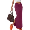 image:imageLYANER Womens High Waisted Bodycon Maxi Skirt Ruched Side Split Pencil Long Skirt with Flap PocketsPure Plum Purple