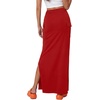 image:imageLYANER Womens High Waisted Bodycon Maxi Skirt Ruched Side Split Pencil Long Skirt with Flap PocketsRed