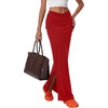 image:imageLYANER Womens High Waisted Bodycon Maxi Skirt Ruched Side Split Pencil Long Skirt with Flap PocketsRed