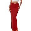 image:imageLYANER Womens High Waisted Bodycon Maxi Skirt Ruched Side Split Pencil Long Skirt with Flap PocketsRed