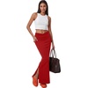 image:imageLYANER Womens High Waisted Bodycon Maxi Skirt Ruched Side Split Pencil Long Skirt with Flap PocketsRed
