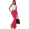 image:imageLYANER Womens High Waisted Bodycon Maxi Skirt Ruched Side Split Pencil Long Skirt with Flap PocketsRose