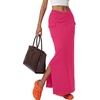 image:imageLYANER Womens High Waisted Bodycon Maxi Skirt Ruched Side Split Pencil Long Skirt with Flap PocketsRose