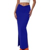 image:imageLYANER Womens High Waisted Bodycon Maxi Skirt Ruched Side Split Pencil Long Skirt with Flap PocketsRoyal Blue